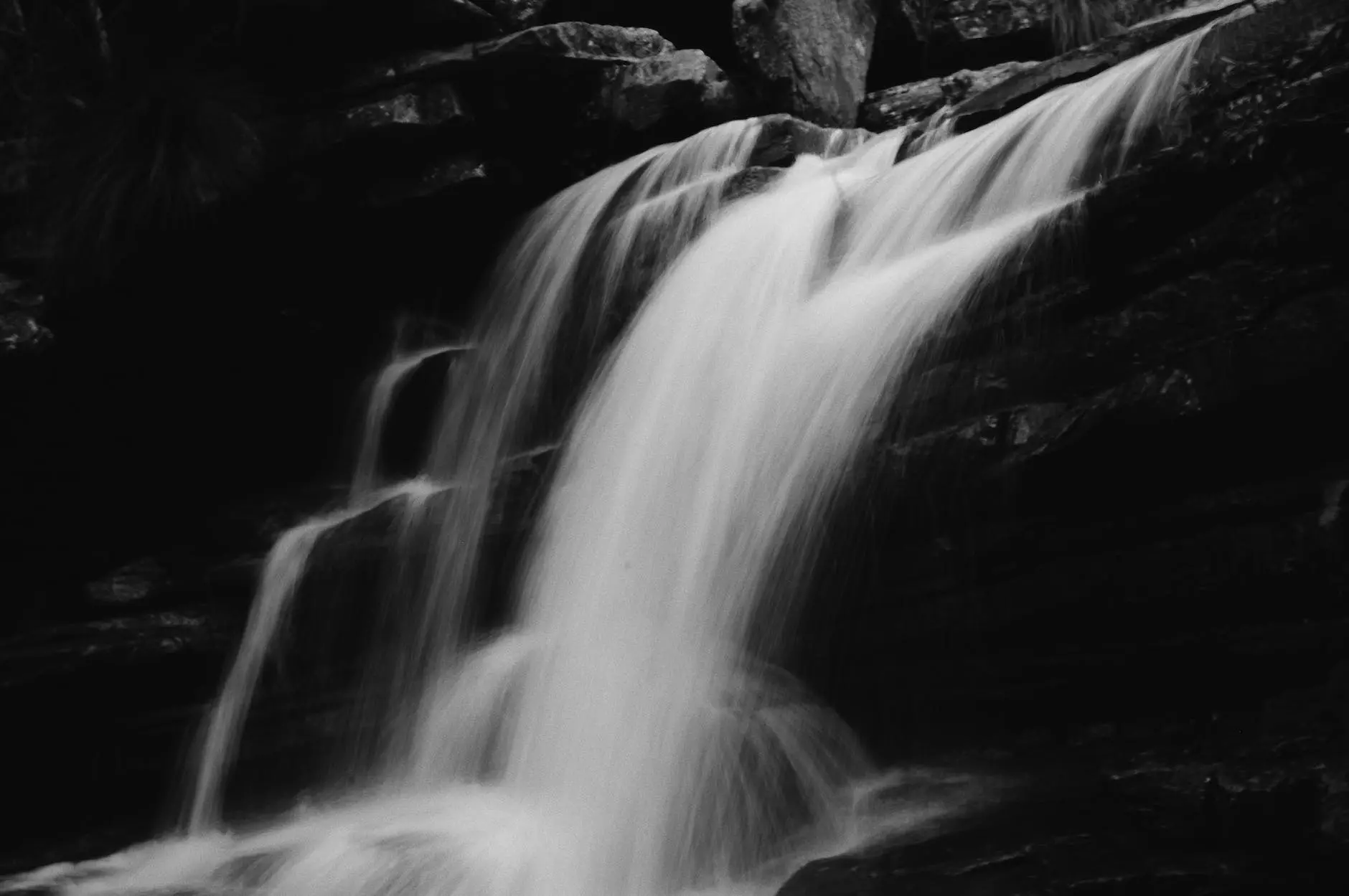 grayscale photography of running water