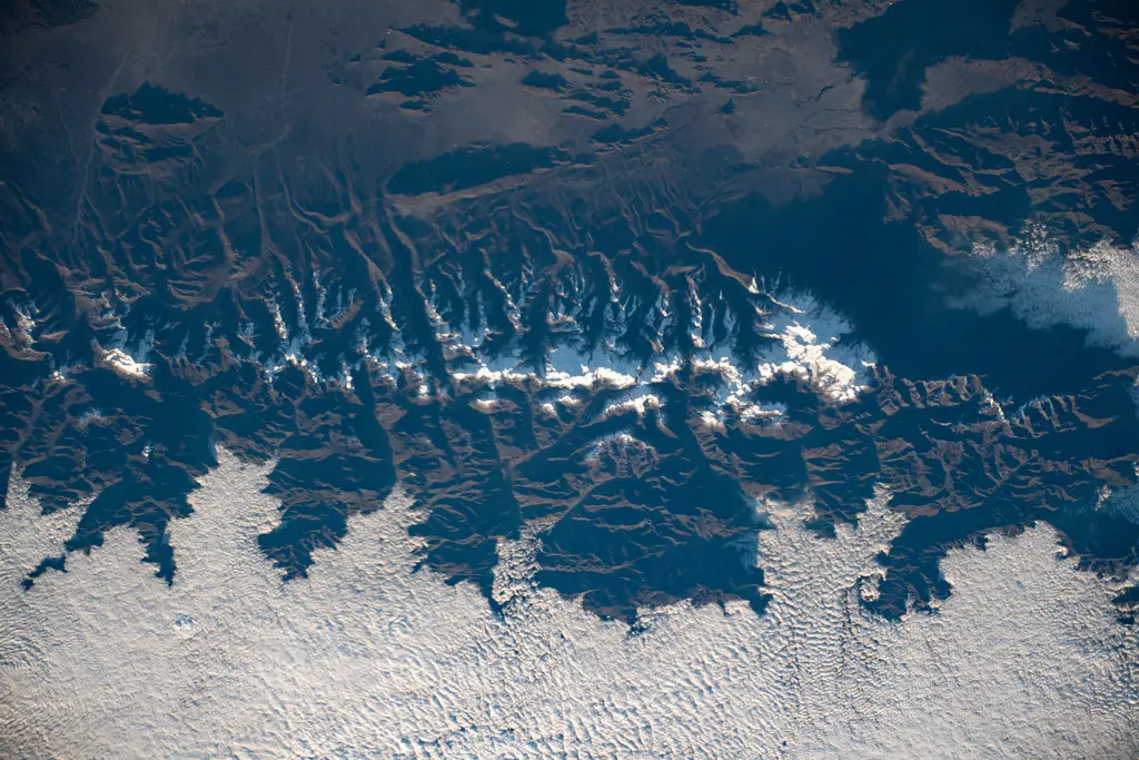 Snow-capped mountains of the Andes mountain range